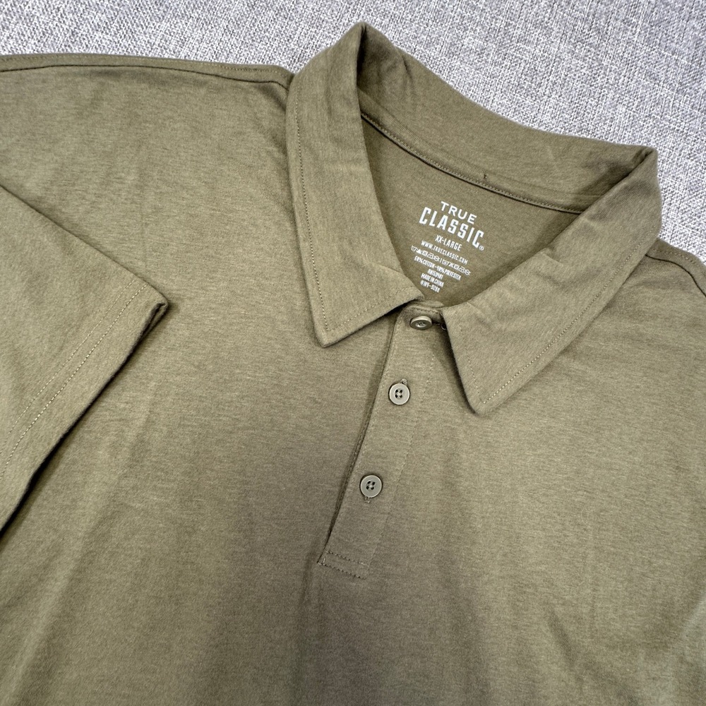 True Classic Polo Shirt Mens XXL Olive Green Short Sleeve Casual Minimalist